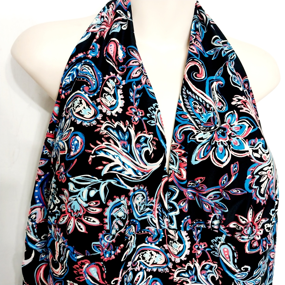 🔵BOGO FREE🔵 Time and Tru Swimsuit One Piece Paisley Halter Sz 3X - Picture 2 of 6